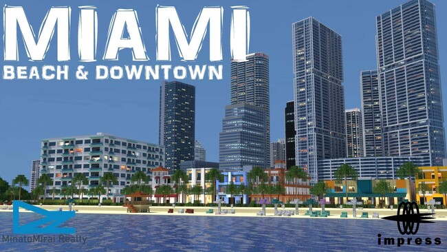 陽光が包む海辺の摩天楼マイアミを再現、Minecraft『マイアミビーチ&ダウンタウン』販売開始