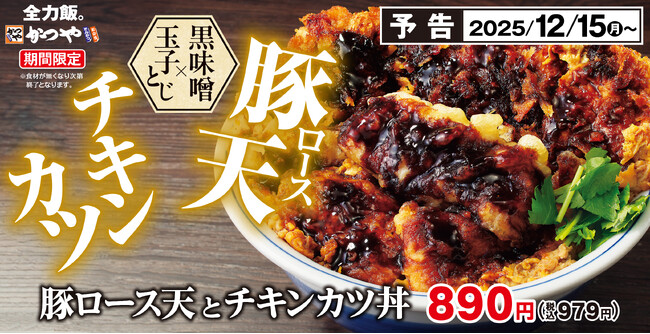 2025年ラストの全力飯。濃厚黒味噌ダレが絡む「豚ロース天とチキンカツ丼」かつやに新登場!