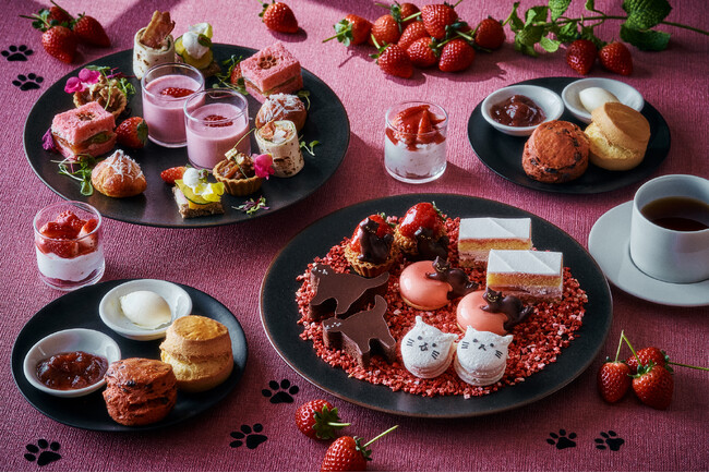 猫といちごの“かわいい”がぎゅっと詰まった新作アフタヌーンティー登場！旬のいちごが主役のスイーツ＆セイボリーに猫のモチーフを散りばめた「ストロベリー＆キャット アフタヌーンティー」を開催
