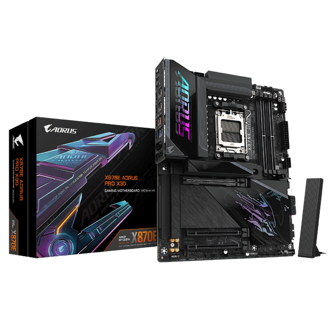 GIGABYTEより、AMD X870E チップセット搭載 ATX 黒色マザーボード「X870E AORUS PRO X3D」発売