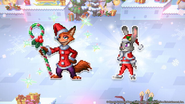 『ディズニー ピクセルRPG』『ズートピア』よりホリデーモチーフの「ニック」と「ジュディ」が登場!