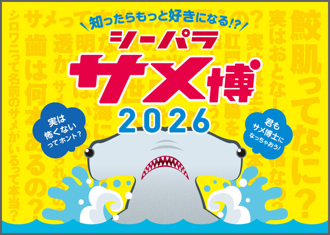 【横浜・八景島シーパラダイス】期間限定で水族館「ドルフィン ファンタジー」が大変身！？五感で楽しむサメ特化型の特別展を開催！『シーパラ サメ博２０２６』【２０２６年１月９日（金）～４月５日（日）】