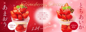 ― 初登場「フルーツマチェドニアサンデー」など全11品―
デニーズ、旬の国産いちごを贅沢に味わう「いちごデザート」
2026年1月14日（水）販売開始