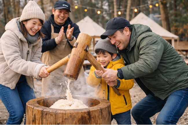 【愛知県一宮市】グランピング施設が仕掛ける冬の和体験！1月の土曜限定、宿泊・BBQ利用者無料の餅つき体験～ウッドデザインパークいちのみや-紡-～