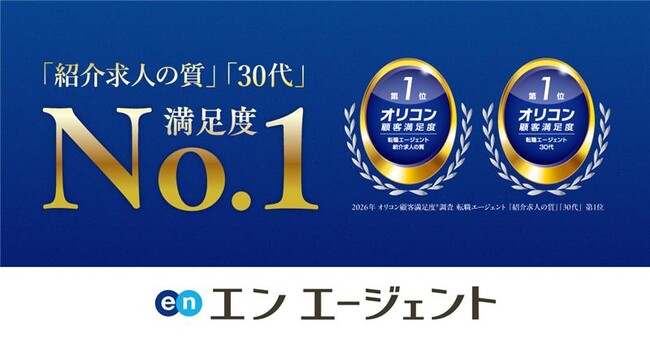 オリコン顧客満足度調査「転職エージェント」ランキング、エン エージェントが「紹介求人の質」「30代」で第1位に選出