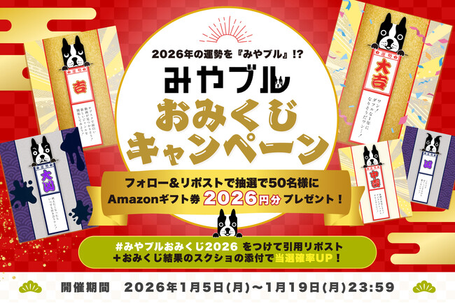 2026年の運勢を『みやブル』!?　Amazonギフト券2026円分が当たる「みやブルおみくじキャンペーン」を開催