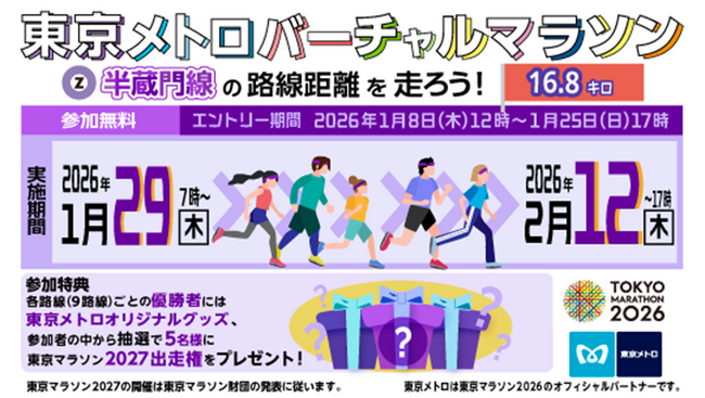 「東京メトロバーチャルマラソン 半蔵門線の路線距離を走ろう!」を実施します