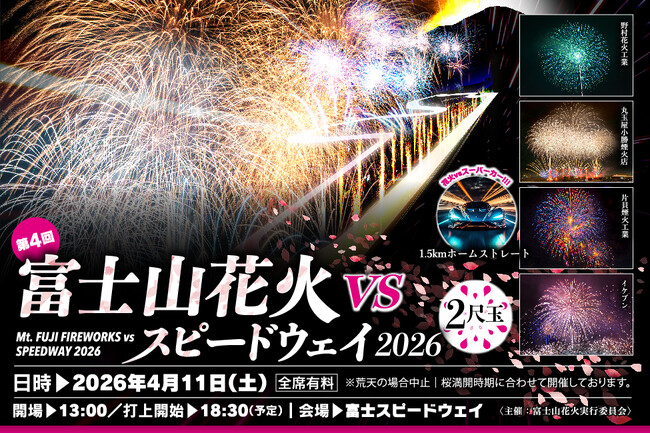 「富士山花火vsスピードウェイ2026」1月11日(日)10時より一般販売開始