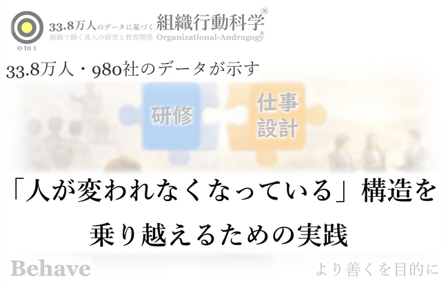研修を増やしても人が育たないのはなぜか「人が変われる構造」を、仕事設計として再現する方法を公開（組織行動科学(R)）