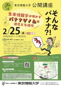 【東京情報大学】2/25（水）公開講座「そんなバナナ?!  生命情報学が明かすバナナゲノムの進化と多様性」を開催