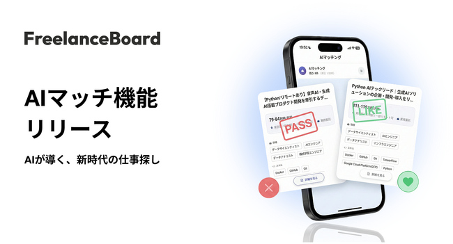 フリーランスエンジニア・ITフリーランスの案件・求人検索サイト『フリーランスボード』が「AIマッチ機能」をリリース