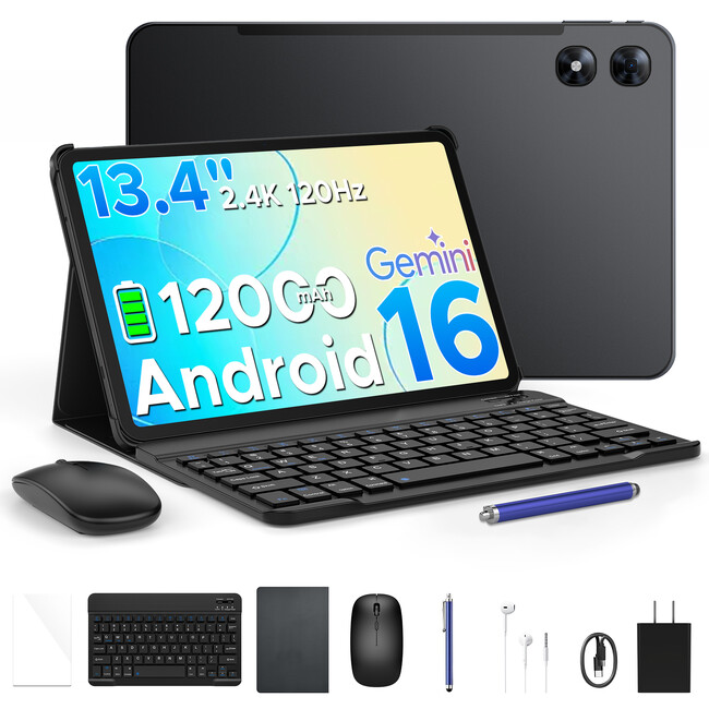 【2026年最新モデル】13.4インチ・120Hz・Android16搭載Gemini AI対応タブレット「POCKAM P13 PRO」楽天市場にて限定発売+6アクセサリー付属