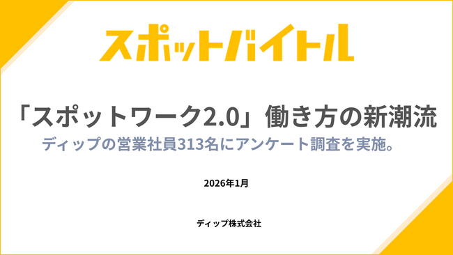 「スポットワーク2.0」働き方の新潮流！ディップの営業社員313名にアンケートを実施。