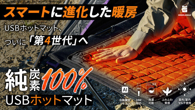 車中泊に便利な純炭素100%のUSBホットマットがマクアケにてプロジェクト開始!