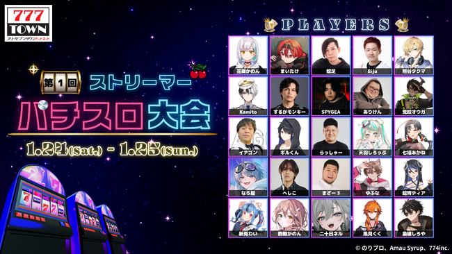 総勢25名参加！！777TOWN.net主催の第１回ストリーマーパチスロ大会開催決定！