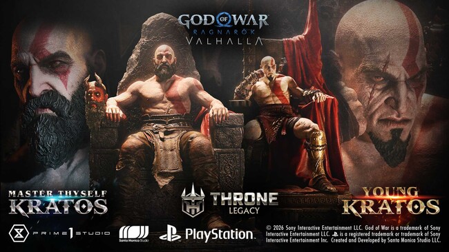 『ゴッド・オブ・ウォー ラグナロク』より、過去と現在ふたりのクレイトスが1/3スケールで登場