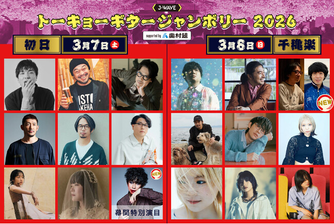 【全ラインナップ確定】「ギタージャンボリー2026」にYO-KING(真心ブラザーズ)と峯田和伸(銀杏BOYZ)によるコラボ・ユニット、「不足の美」が出演決定！