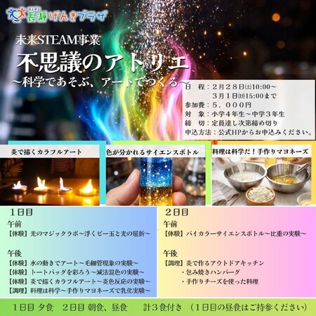 【埼玉・長瀞】科学とアートが融合する2日間！小・中学生向けSTEAM体験キャンプ「不思議のアトリエ」開催決定