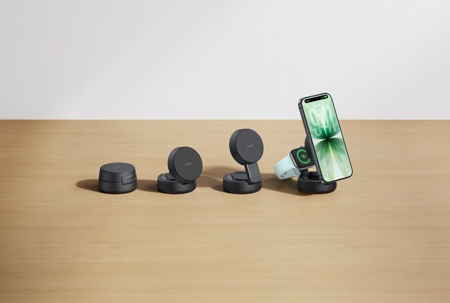 【Belkin】パッドからスタンドへ、空間に合わせて選べるコンバーチブルデザイン　Belkin UltraCharge Pro 2-in-1変形式マグネット充電器25W