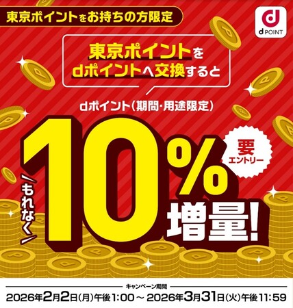 「東京ポイントからdポイントへの交換で+10%もらえるキャンペーン」を開催!