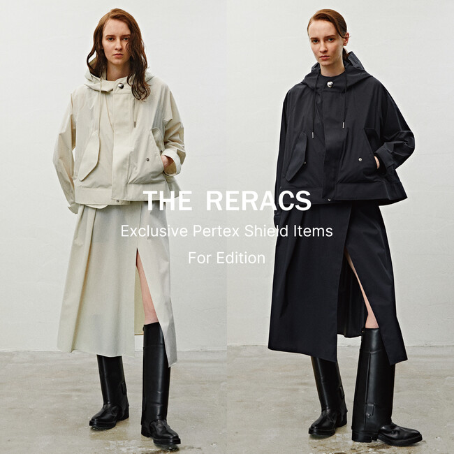 Edition別注〈THE RERACS（ザ・リラクス）〉PERTEX Shieldで再構築したモッズコート＆ラップスカート発売