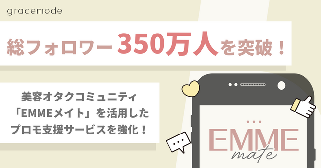 【総フォロワー350万人突破】美容オタクコミュニティ「EMMEメイト」を活用したプロモーション支援サービスを提供強化！