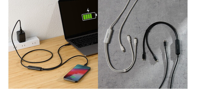 これ1本で2台の機器を同時充電！USB Power Delivery対応、メッシュケーブル採用のUSB Type-C 2Wayケーブルを新発売