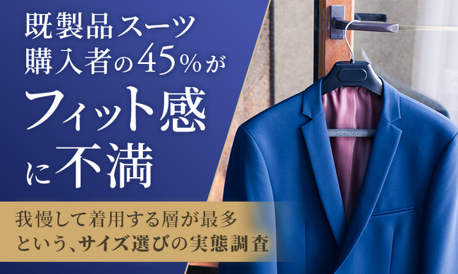 既製品スーツ購入者の45％が「フィット感」に不満。我慢して着用する層が最多という、サイズ選びの実態調査