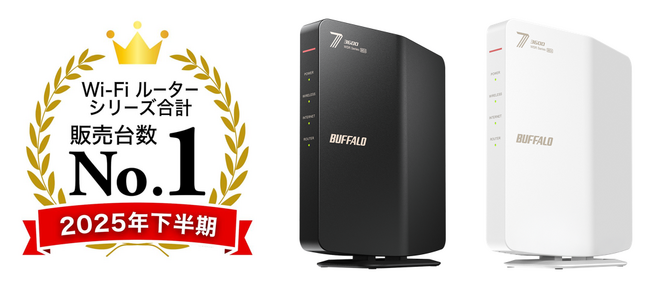 Wi-Fi 7対応のデュアルバンドルーター「WSR3600BE4Pシリーズ」が「2025年下半期Wi-Fiルーター シリーズ合計販売台数No.1」に