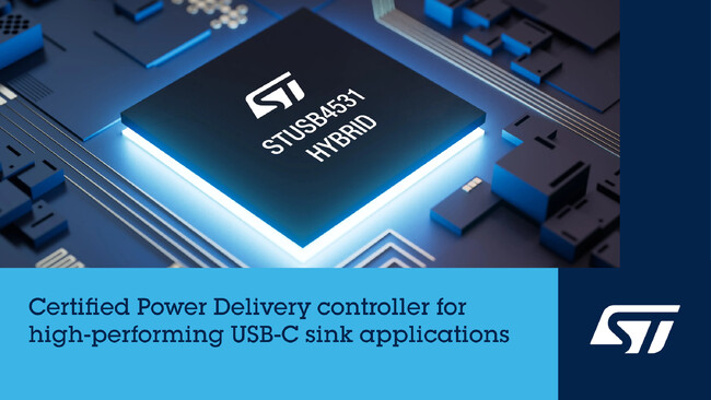 STマイクロエレクトロニクス、多機能・ハイエンドのUSB-Cシンク・アプリケーション開発を簡略化する認証取得済みのUSB PDコントローラを発表