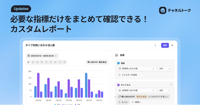 22万社導入のAI顧客コミュニケーションツール「チャネルトーク」、統計ダッシュボードを自由に構成できる「カスタムレポート」機能をリリース