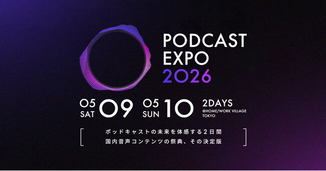国内最大規模のポッドキャスト祭典「PODCAST EXPO 2026」始動。P7第一弾登壇者20名発表・出店75組決定・早割チケットエントリー開始