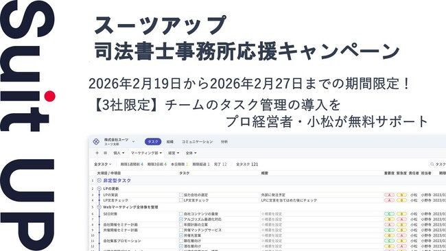 AIタスク管理・プロジェクト管理ツール「スーツアップ」、司法書士事務所応援キャンペーン