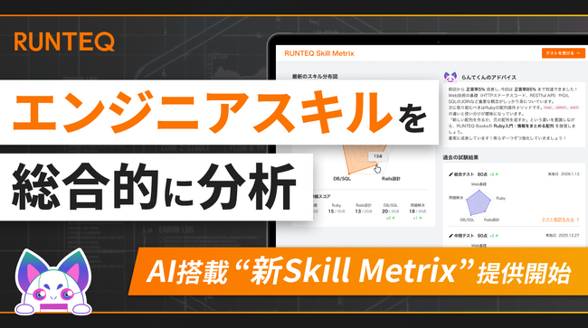 RUNTEQ、エンジニアスキルを総合的に分析。「新Skill Metrix」を提供開始。