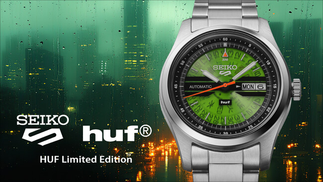 ＜セイコー 5スポーツ＞より、1970年代のセイコーアーカイブから着想を得てカスタマイズした「HUF」とのコラボレーション限定モデルを発売。
