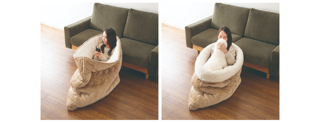 大好きなペットと2人きりの時間を過ごせる！「全身包まれて入れるブランケット」を新発売