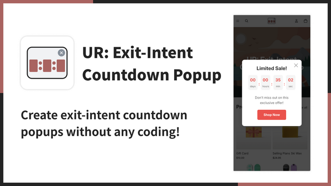 【海外向け】EC アプリ「UR:Exit-Intent Countdown Popup」を株式会社 UnReact がリリース