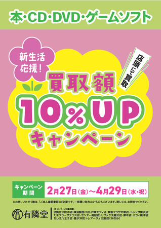 有隣堂12店舗で新生活応援！本・DVD買取10％UPキャンペーン、読まなくなった本をお得に整理