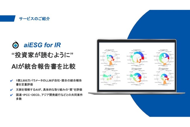 aiESG、AIによる統合報告書評価サービス「aiESG for IR」アップデート版の提供を開始