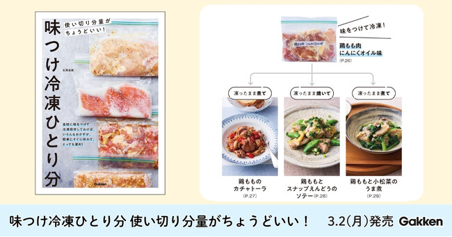 「ひとり分は作りにくい」を解決！　流行の味つけ冷凍をひとり分で楽しむレシピ本が発売