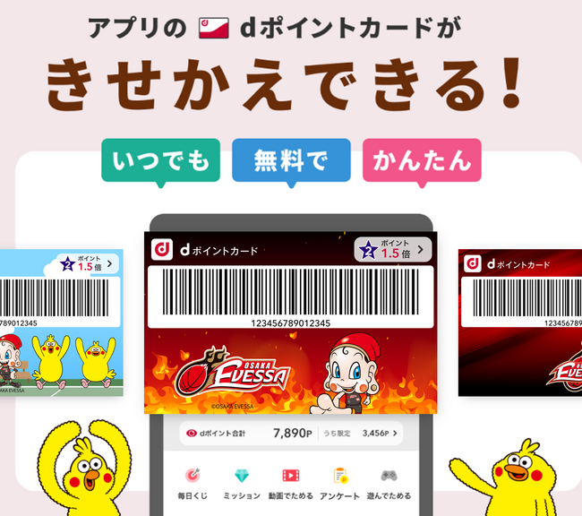 毎日のお買い物が応援に！大阪エヴェッサきせかえが「dポイント」「d払い」に登場！