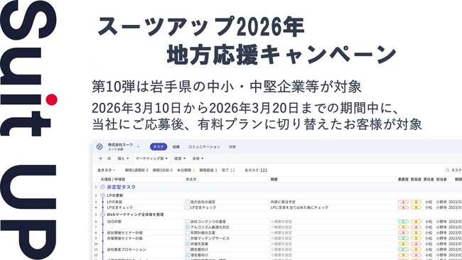 「スーツアップ2026年地方応援キャンペーン」第10弾(岩手県)のお知らせ