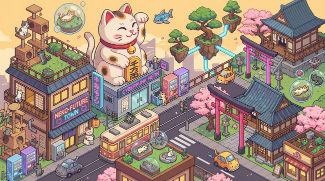 世界初※、AI猫による自律社会「Meowster Town」誕生。社交ストレスゼロ。あなたの猫が世界を冒険する