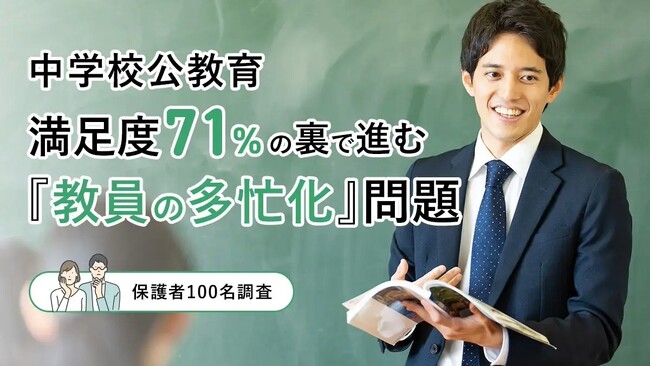 【保護者100人調査】中学校公教育、満足度71%の裏で進む「教員の多忙化」問題
