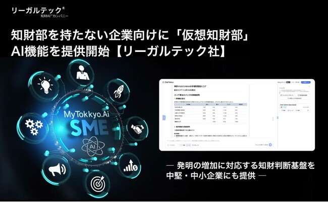 知財部を持たない企業向けに「仮想知財部」AI機能を提供開始【リーガルテック社】