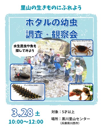 親子で里山の生きものにふれよう「ホタルの幼虫調査・観察会」開催（兵庫・川西）