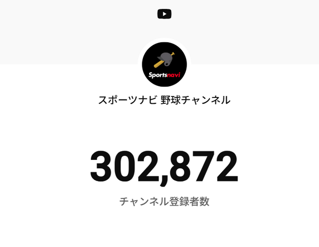 YouTubeの「スポーツナビ 野球チャンネル」が登録者数30万人突破