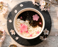 満開の桜の下で「漆黒」を食す。1日限定の衝撃コントラスト、桜漬けを添えた「漆黒のカレーライス」が西南さくら祭りに登場
