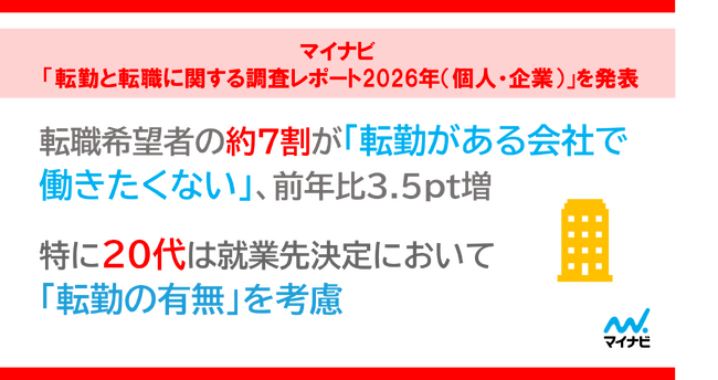 「マイナビ 転勤と転職に関する調査レポート2026年（個人・企業）」を発表