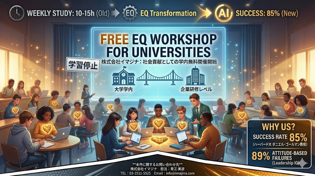 世界一学ばない日本の大学生を救え！イマジナが3,000社の実績を凝縮した「EQワークショップ」を全国の大学で無料開催